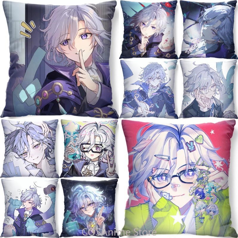 Throw Pillow - หมอนอิงสี่เหลี่ยมผ้ากำมะหยี่คอสเพลย์มิตยา เก็นชิน อิมแพ็ค ลายพิมพ์คอสเพลย์อนิเมะการ์ตูน หมอนรองหลัง หมอนโซฟา
