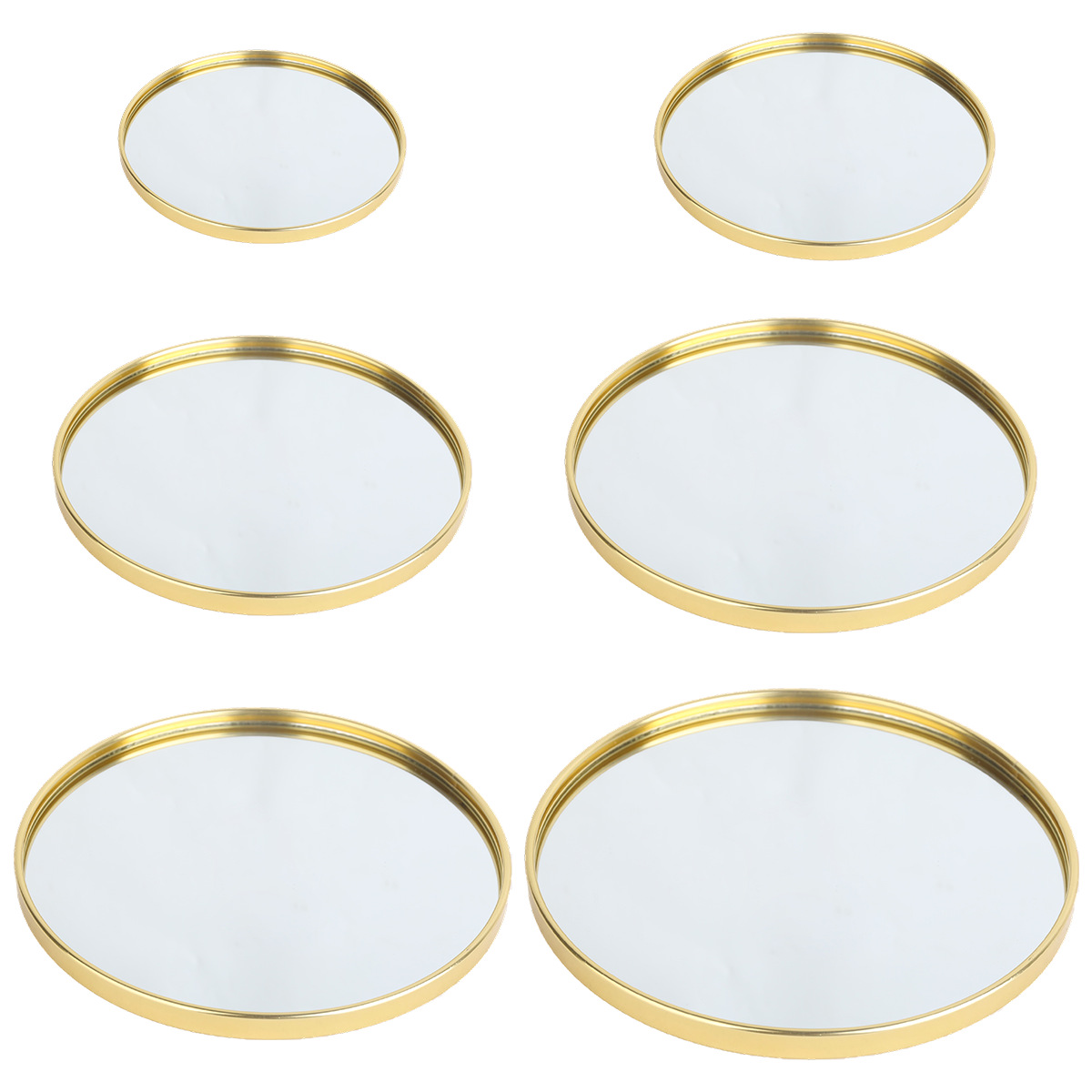 Decorative Mirror - ถาดกระจกทรงกลมสีทอง, ถาดเก็บของบนโต๊ะสำหรับเครื่องประดับและของตกแต่งอโรมาเธอราพี, ตกแต่งโต๊ะเครื่องแป้งในห้องนอนและบ้าน
