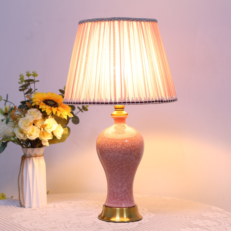 Vase Decor - โคมไฟตั้งโต๊ะแจกันเซรามิกจิ่งเต๋อเจิ้น ของตกแต่งห้องนอนระดับไฮเอนด์สไตล์จีน ของขวัญ โคมไฟสร้างบรรยากาศงานแต่งงาน